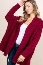 Load image into Gallery viewer, Burgundy Popcorn Sweater Cardigan