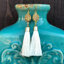 Load image into Gallery viewer, Jenna Gold Druzy & Tassel Earrings