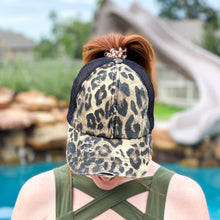 Load image into Gallery viewer, Elizabeth Leopard Criss-Cross High Pony Cap