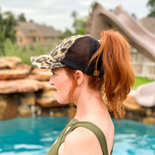 Load image into Gallery viewer, Elizabeth Leopard Criss-Cross High Pony Cap