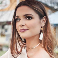 Load image into Gallery viewer, Jenna Gold Druzy & Tassel Earrings