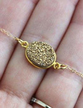 Load image into Gallery viewer, Kelly Layered Gold Druzy & Mama Gold Bar Necklace