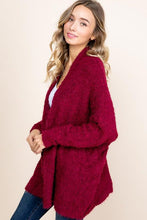 Load image into Gallery viewer, Burgundy Popcorn Sweater Cardigan