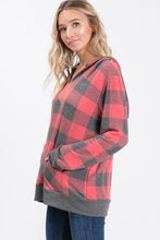 Load image into Gallery viewer, Peyton Plaid V-Neck Hooded Top