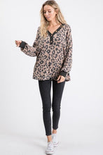 Load image into Gallery viewer, Mia Animal Print V-Neck Top with Button Detail