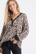 Load image into Gallery viewer, Mia Animal Print V-Neck Top with Button Detail