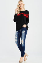 Load image into Gallery viewer, Paige Red &amp; Black Plaid Top with Elbow Patches