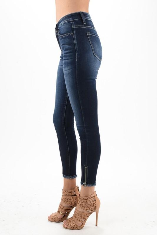 KanCan Mid-Rise Skinny Jeans with Ankle Zipper Fringe Hem – Dixieland Dreams