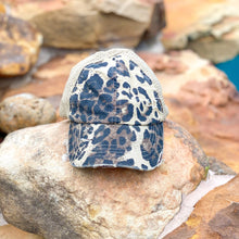Load image into Gallery viewer, Lena Distressed Leopard Stretch Mesh High Pony Ball Cap