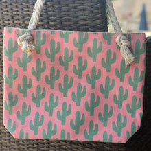 Load image into Gallery viewer, Cactus Print on Pink Tote Bag