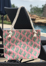 Load image into Gallery viewer, Cactus Print on Pink Tote Bag