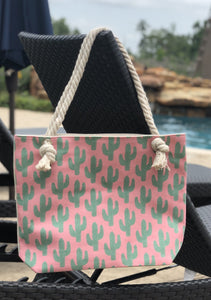 Cactus Print on Pink Tote Bag