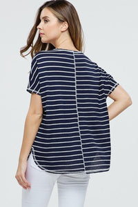 Laura Striped Waffle Knit Top